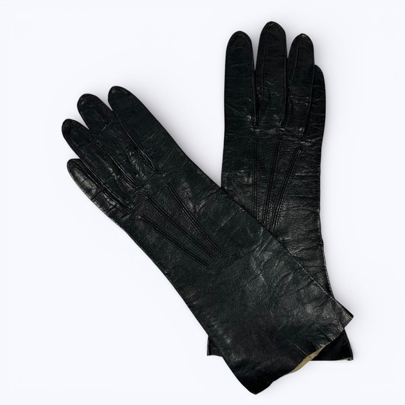 Kasanova Accessories - Vintage Black Leather Gloves Aris Kasanova Elegant‎ Formal Party USA Size 6 1/2